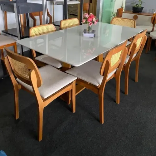 Mesa de Jantar Rubi com 6 Cadeiras Diana 160x90 Fazemos Entrega