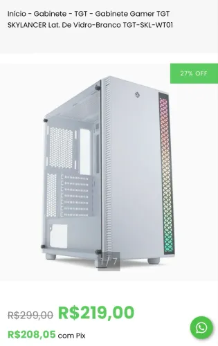 Gabinete Gamer TGT SKYLANCER (Leia a Descrição!)