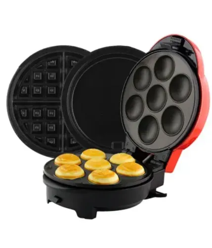 Máquina de Waffle ,panquequeira e Mini Donuts 3 em 1 - Nova!