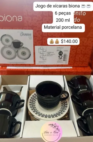 Jogo de xícaras biona 6 peças 