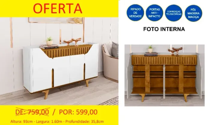 Aparador gigante em oferta Com prateleiras internas