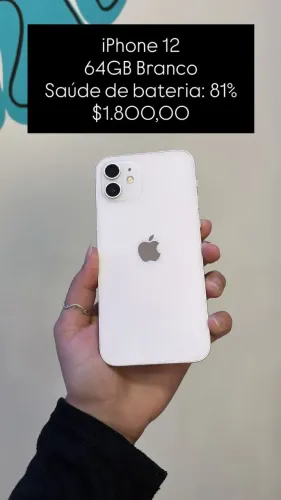 IPhone 12 Branco 64Gigas Saúde de Bateria 81% -R$ 1.800,00 - Semi Novo | Loja Fisica |