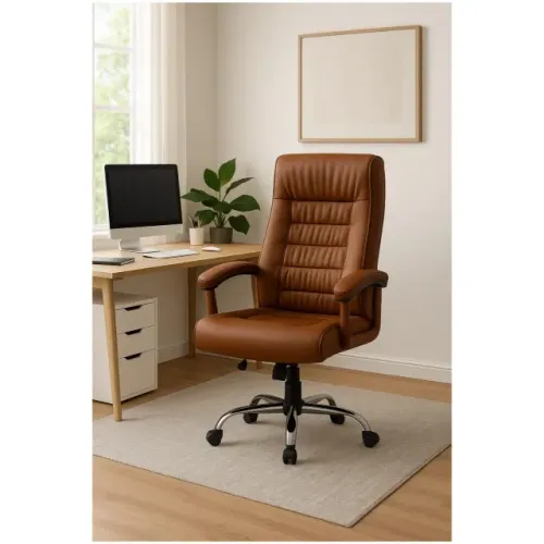 Poltrona Presidente Luxo Mola Ensacada Caramelo Ergonômica Alta Conforto Escritório 30059