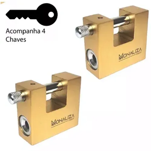 Kit com 2 Cadeados Grandes de 70mm com 4 chaves Barra Tranversal Mais Segurança z930