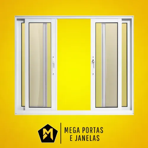Janela Quatro Folhas Alumínio Branco - Linha 25 (Completa)