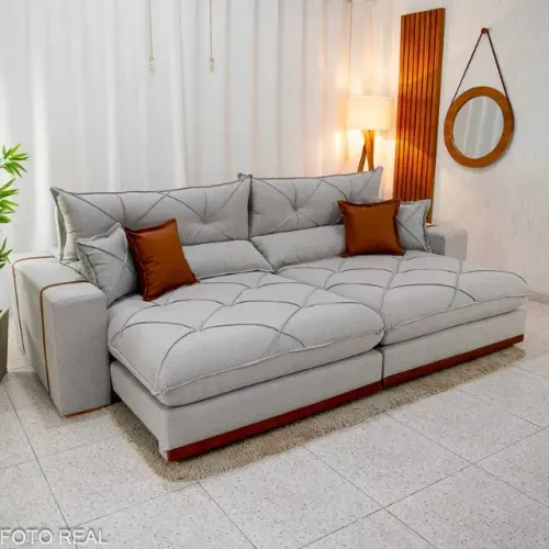 Sofá Gran Bello 2,90 Linho Cinza