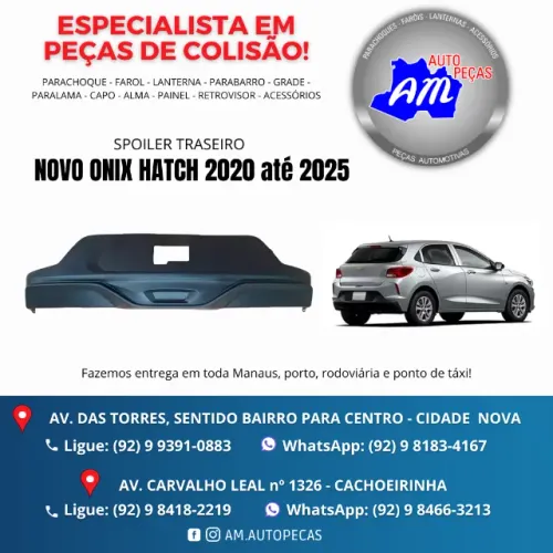 spoiler parachoque traseiro onix hatch 20/25