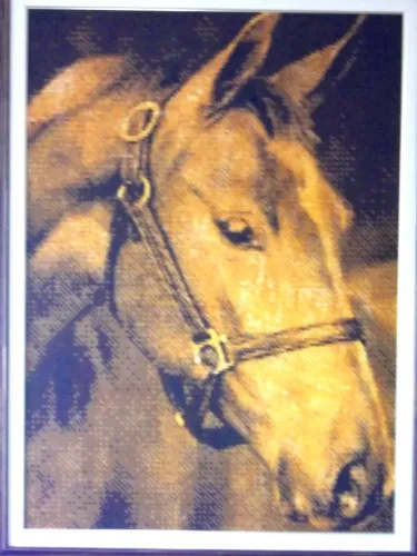 Obra de Arte Decoração Quadro Mosaico Marchetaria Cavalo