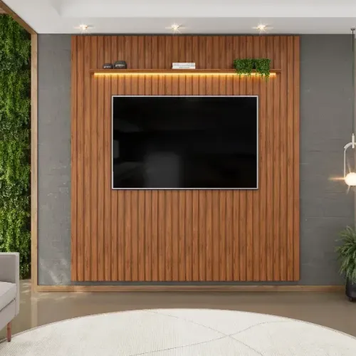 Painel Para TV  75 Polegadas Ripado Com Led
