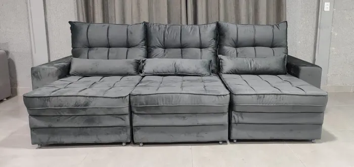 Sofá Retrátil e Reclinável 2,90 Mts Espuma D33 Conforto e Qualidade