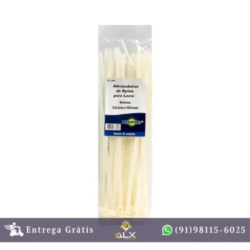 Abraçadeira Nylon 2,5x150mm Branca Brasfort 100 Unid *ENTREGA GRÁTIS*