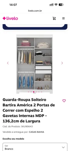 Guarda-roupa com espelho Bartira