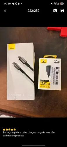 Carregador de iPhone 15 ou Superior Original Baseus 30W + Cabo