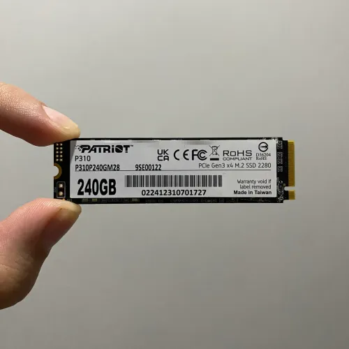 SSD NVMe 240GB Patriot P310 M.2 2280 com Leitura de até 1700Mb/s e Gravação de até 1000Mb/