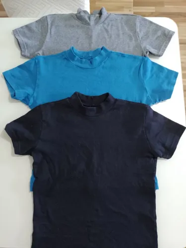 Kit blusas gola alta casual em algodão