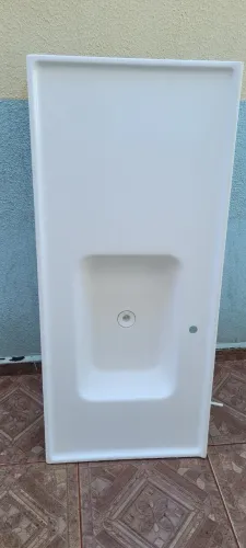Pia em mármore sintético pré moldado, marca Irmãos Corso, tam 120x53 + torneira Lorenzetti