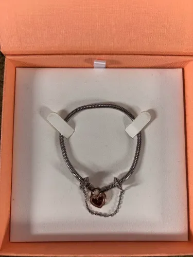 Pulseira Life Cadeado Coração Em Prata 925 Com Banho De Ouro Rosé 18k
