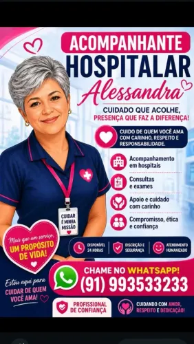 Acompanhante hospitalar, exames, consultas e internação.