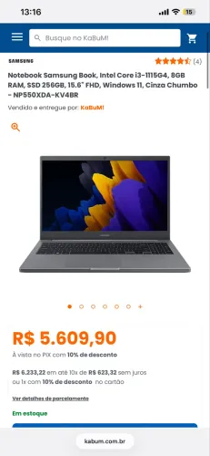 Notebook Samsung Book, Intel Core i3-1115G4, 8GB RAM, SSD 256GB, 15.6" FHD, WIN 11