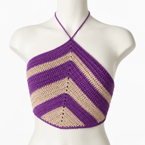 Blusa cropped crochet amarração pescoço