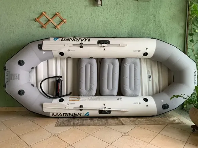 Bote Intex Mariner 4 C/ Par Remos Bomba e Motor elétrico Phantom (novos)