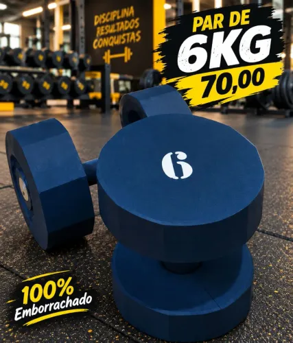 PAR DE HALTERES DE 6KG DE CONCRETO EMBORRACHADO