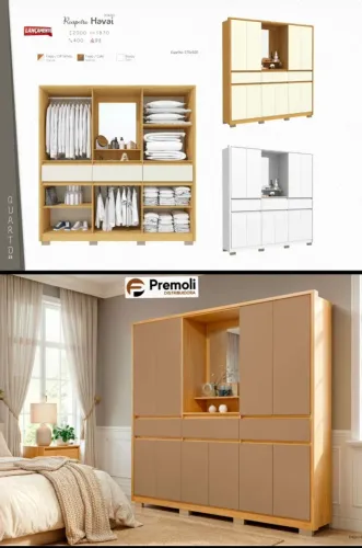 Roupeiro Havai  com 10 portas e 3 gavetas 