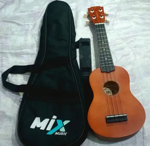 Ukulele com kit (Capa + paleta) semi-novo 