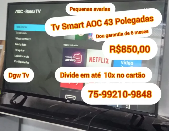 Tv aoc roku 43 polegadas