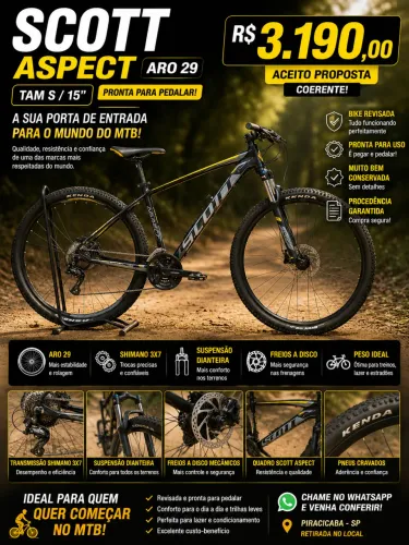SCOTT ASPECT ARO 29 | TAM S | BIKE REVISADA | PRONTA PARA PEDALAR