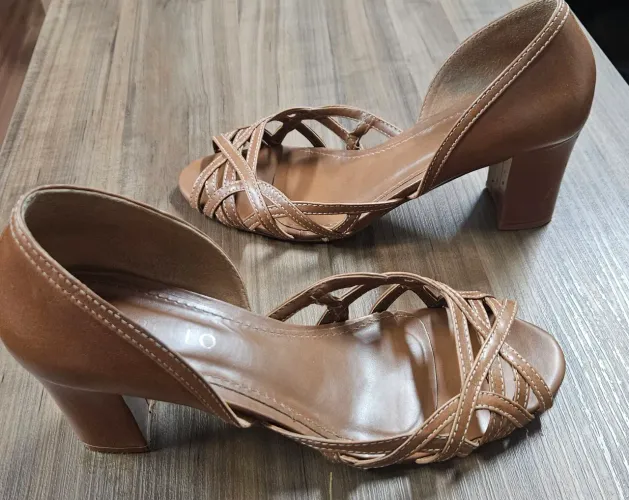 Peep Toe sandalia Corello 37 marrom couro legitimo