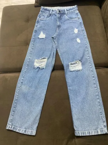 Calça Jeans Feminina Reta Destroyed - Diversos Tamanhos | Retirada ou Envio