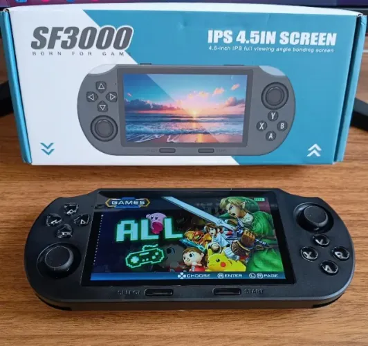 Game Portátil Retrô SF3000 Tela IPS HD Console Completo