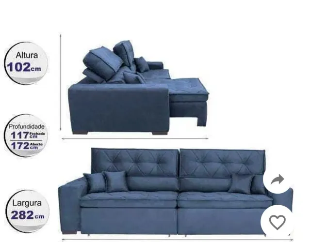 Sofá retratil azul marinho
