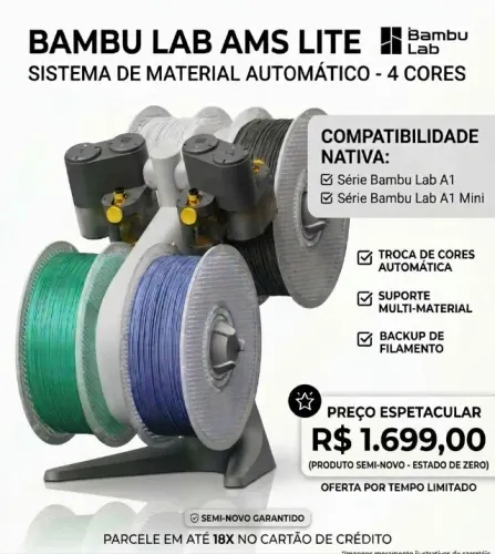 Módulo AMS Bambu Lab - Semi-Novo (Estado de Zero!)