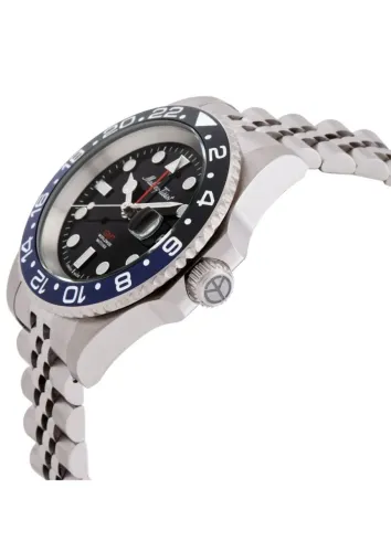 RELÓGIO MATHEY-TISSOT (SUÍÇO)- GMT - MOSTRADOR PRETO E BISEL BATMAN - COMPLETO