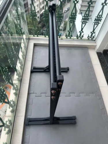 Par Barra Paralela Chão Musculação Treino Calistenia 1 Metro Preto