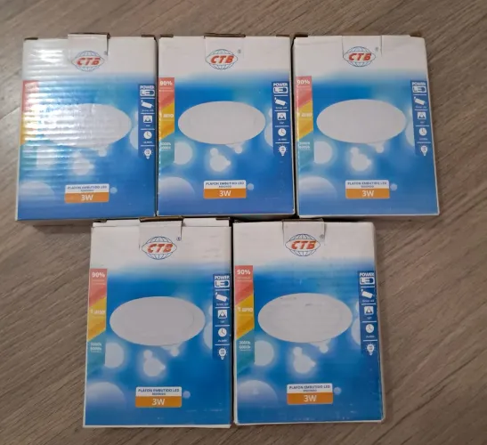 Kit com 5 plafon embutido 3w 3000k