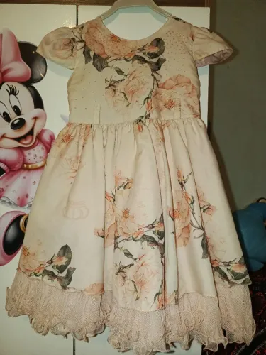 Cor salmão com flores veste 1 a 2 Anos 