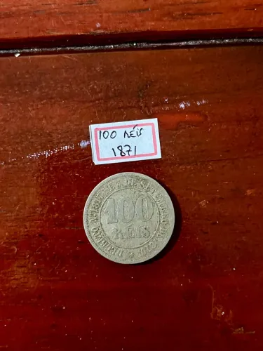 Moeda 100 réis - 1871 (Império - Dom Pedro II - Cuproníquel)