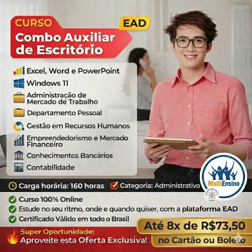 Combo Curso Profissionalizante Auxiliar de Escritório
