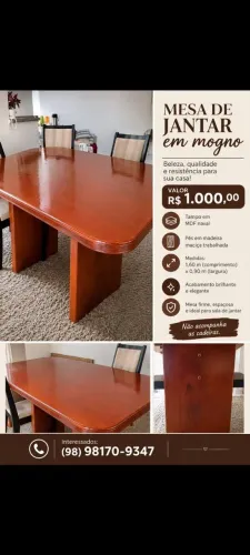 Vende se uma mesa com 4 cadeiras, contato *47 fala com dona Luísa