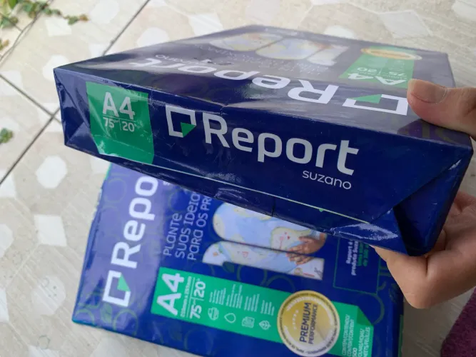 Papel sulfite A4 Report Suzano - 2 pacotes (1 aberto)