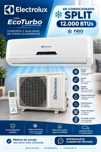 ?VENDO AR ELECTROLUX / LINHA ECO TURBO - SPLIT / 12.000 BTUs