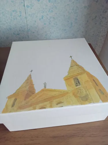 CAIXA DE PAPELÃO - TAMPA COM TEMA IGREJA