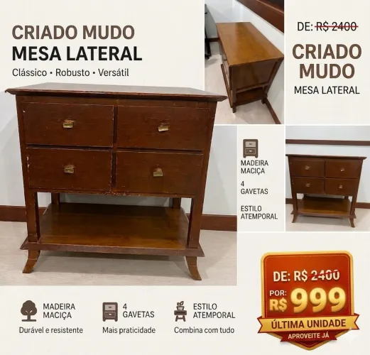 Promoção Criado Mudo / Mesa Lateral / Mesa de Cabeceira 