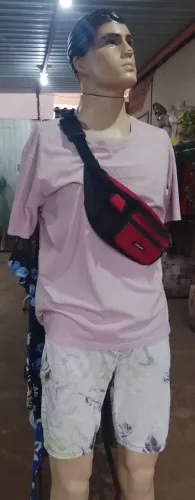Kit masculino 3 peças short camiseta e pochete
