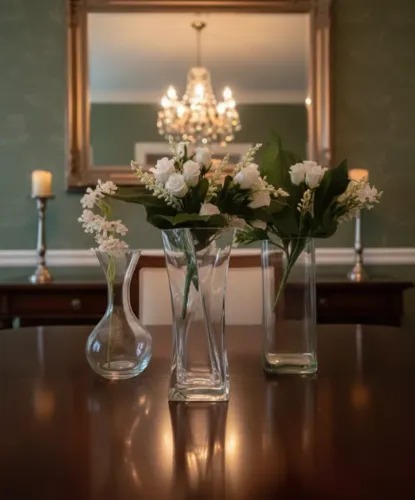 Trio De Vasos Vidro Vintage Para Decoração Centro De Mesa