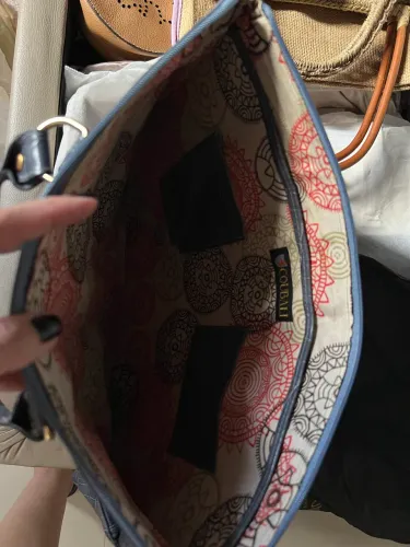 Vendo bolsa azul grafiti em couro legítimo