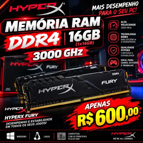 Memória RAM ddr 4 16 gigas 3000ghz